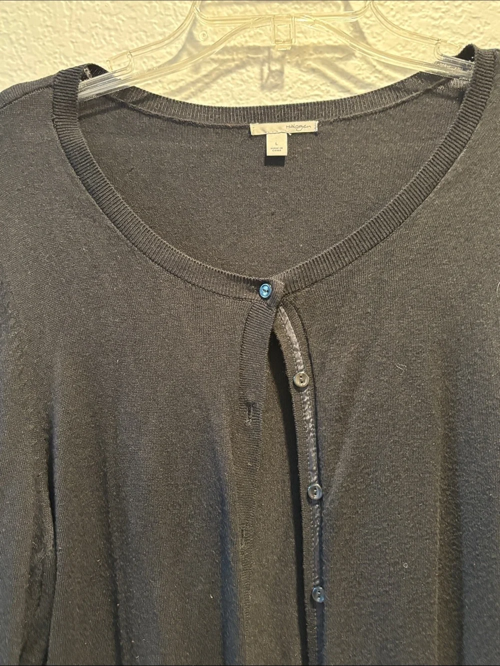 Halogen Lightweight Black 3/4 Sleeve Button Down Women's Cardigan